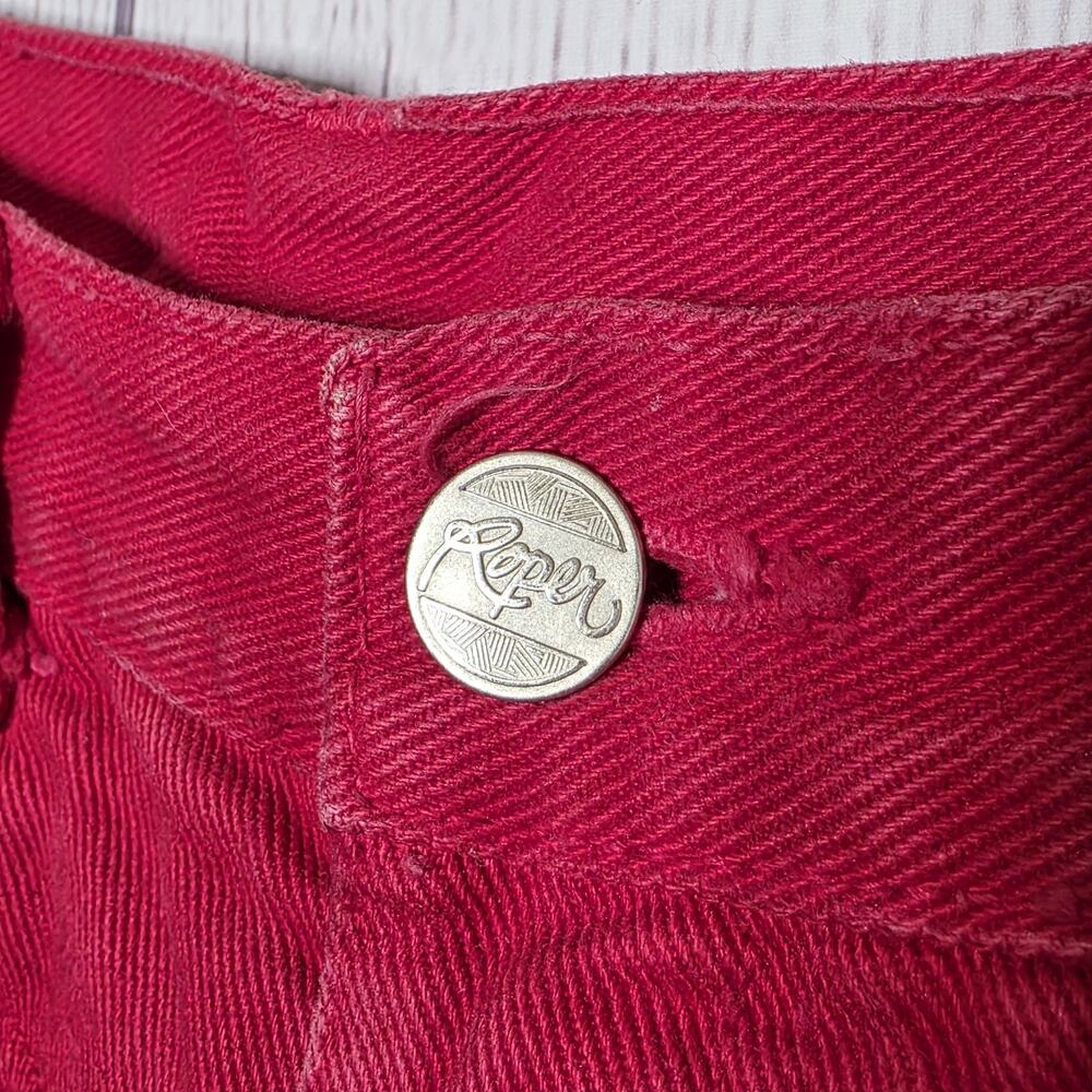 Vintage Roper Red Western Bareback Studded Long Inseam Jeans, sz 9/10 (26x35.5) - Picture 4 of 8